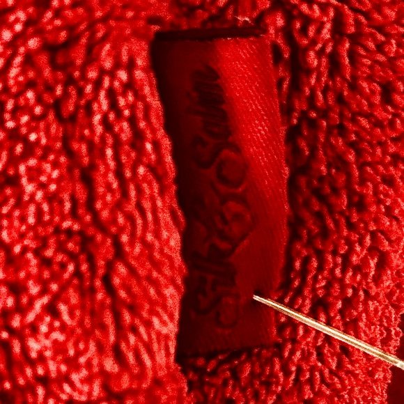Silk & Satin Red Velour Robe - Picture 4 of 6